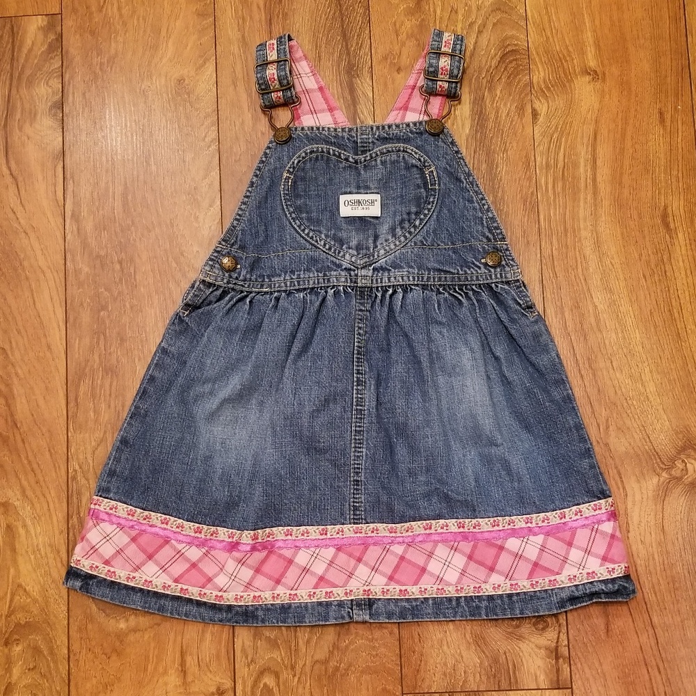 Baby Girl's 24m Oshkosh Denim Overall Dress Jumper
